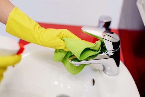 Close-up of fabric care during upholstery cleaning in Hackney